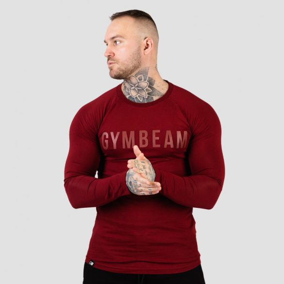 FIT hosszú ujjú férfi póló Burgundy - GymBeam