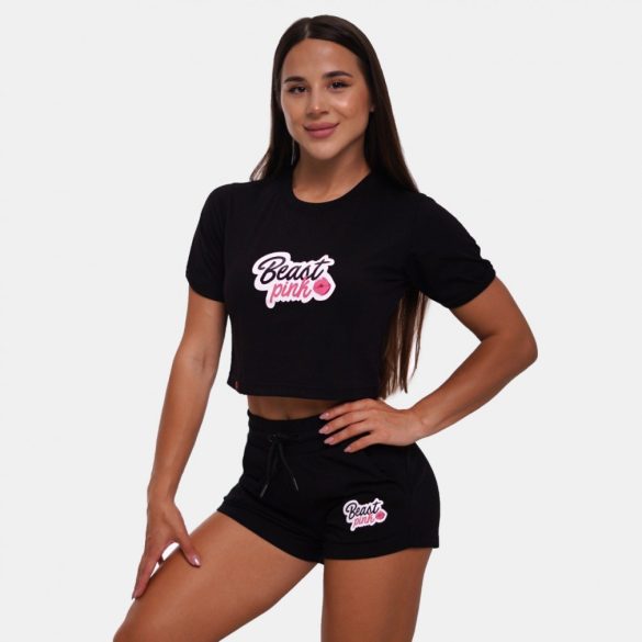 CropTop Black női póló - BeastPink