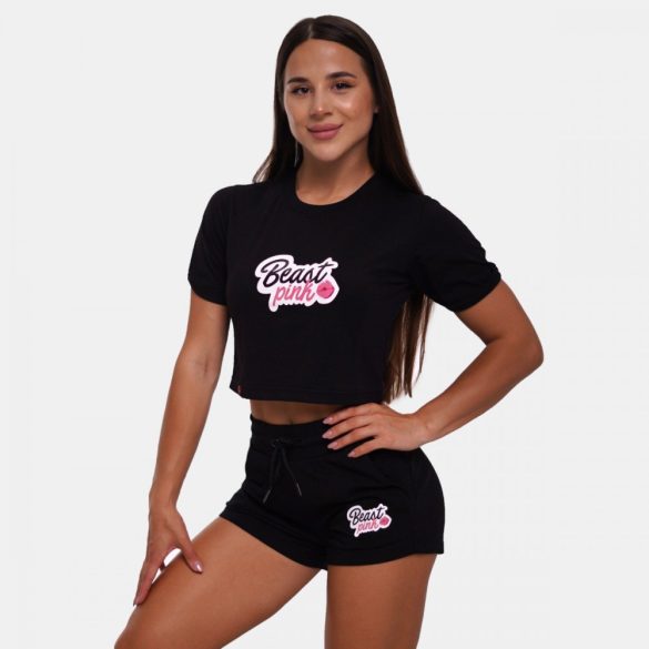 CropTop Black női póló - BeastPink