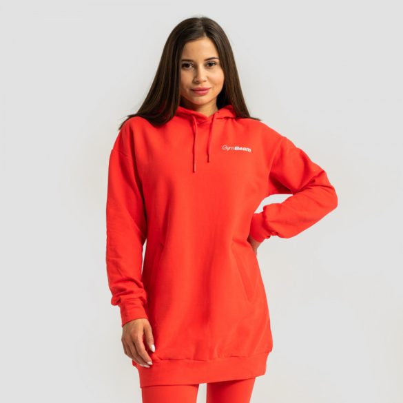 Limitless Longline női kapucnis pulóver Hot Red - GymBeam