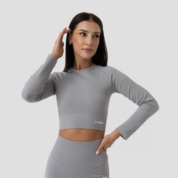 FLO Ribbed női Crop Top Grey - GymBeam