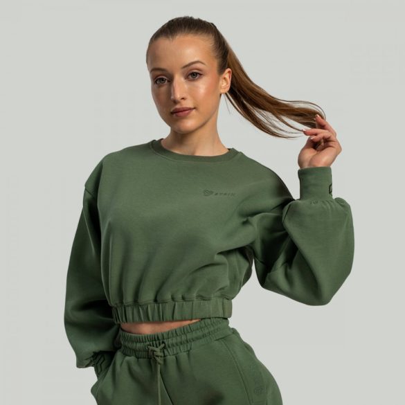 Lunar női cropped pulóver Cedar Green - STRIX