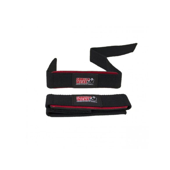 PADDED LIFTING STRAPS - BLACK/RED