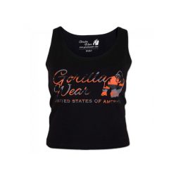 OAKLAND CROP TANK - BLACK/NEON ORANGE