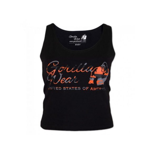 OAKLAND CROP TANK - BLACK/NEON ORANGE