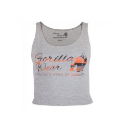 OAKLAND CROP TANK - GRAY/NEON ORANGE