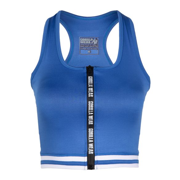 MESA ZIP FRONT CROP TOP - BLUE