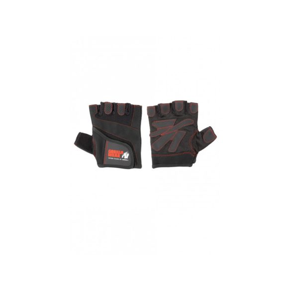 WOMEN'S FITNESS GLOVES - BLACK/RED STITCHED