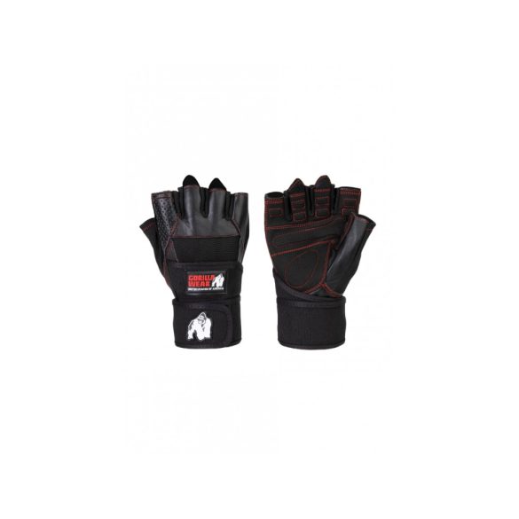 Dallas Wrist Wrap Gloves Black/Red Stitched