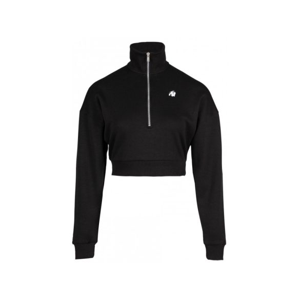 OCALA CROPPED HALF-ZIP SWEATSHIRT - BLACK